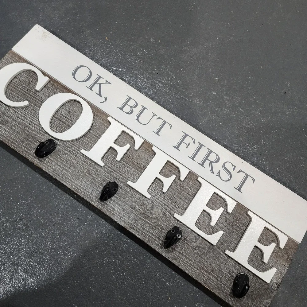 Barnyard Designs Coffee Mug Rack Unisex 24x8 Gray Rustic Farmhouse Decor